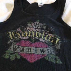 Honolua wahine black cotton tank juniors size L